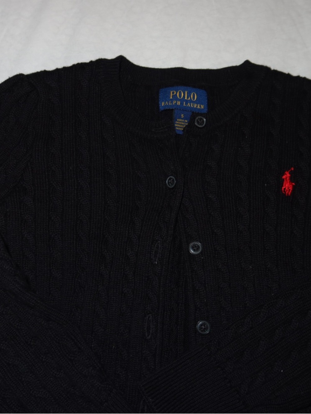 Polo by Ralph Lauren Black Size 5 Kids Cardigan with Red Pony